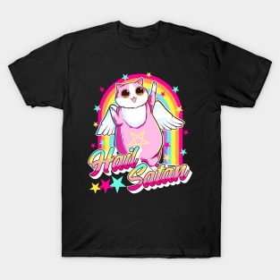 Cute Hail Satan Cat Rainbow Kitty Heavy Metal T-Shirt